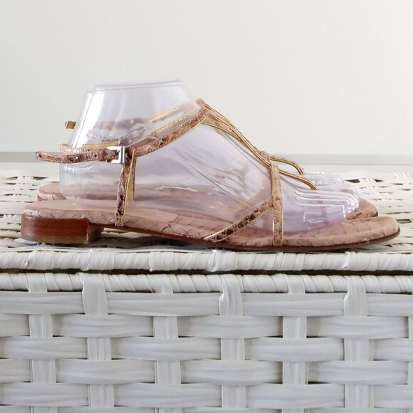 Prada Snakeskin Sandals Designer Summer Flats Casual Thong Sandals Flip Flops - Picture 8 of 16